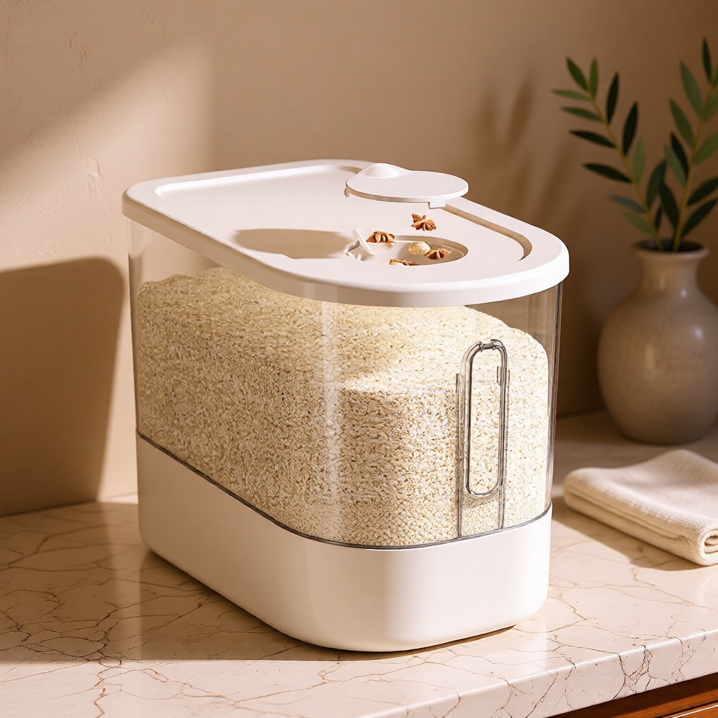 KH-AI 5kg Rice & Cereal Dispenser with Measuring Cup – Airtight Dry Food Storage Container - 1