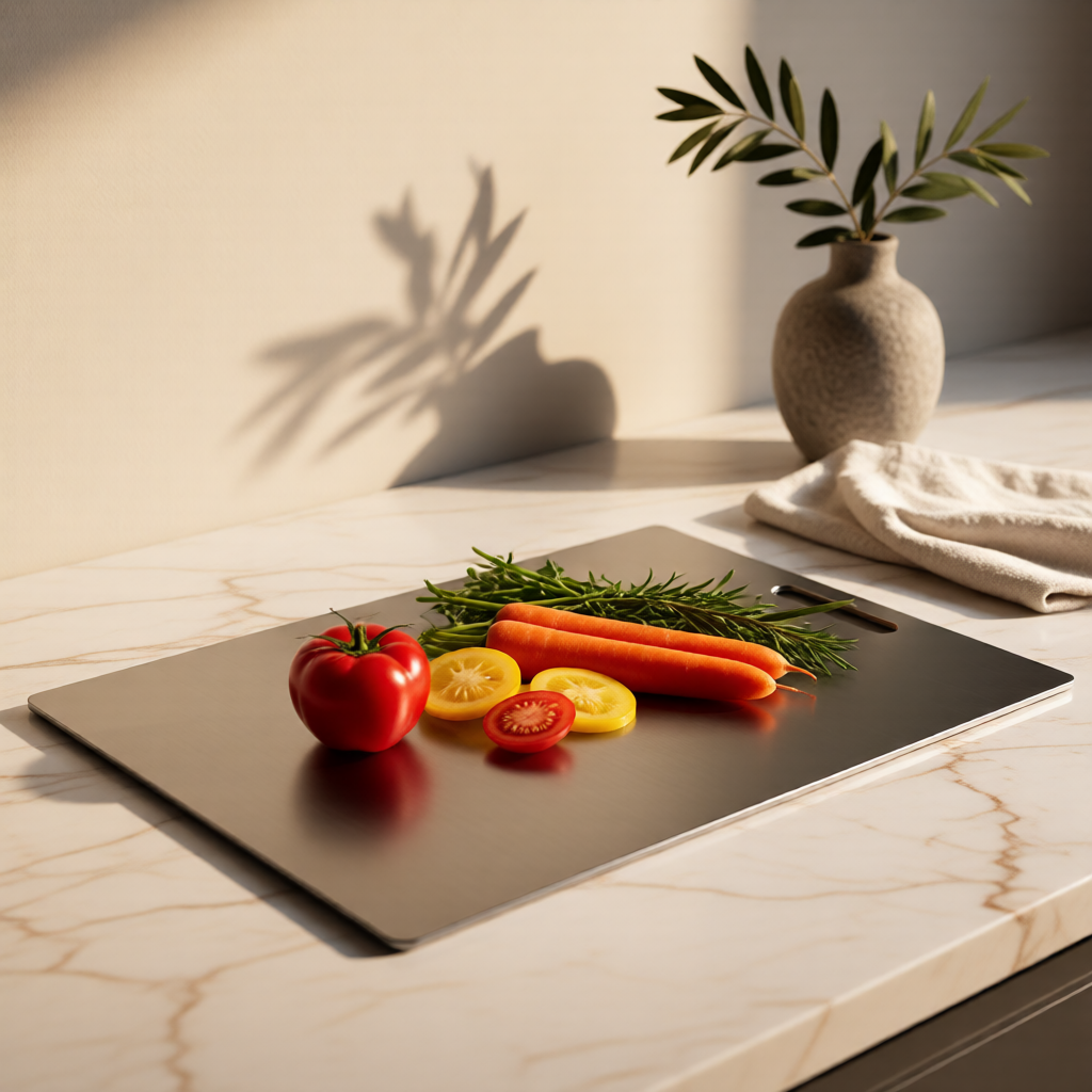 KH-AI Double-Sided Stainless Steel Chopping Board 46 x 30cm – Extra Large, Hangable - 2