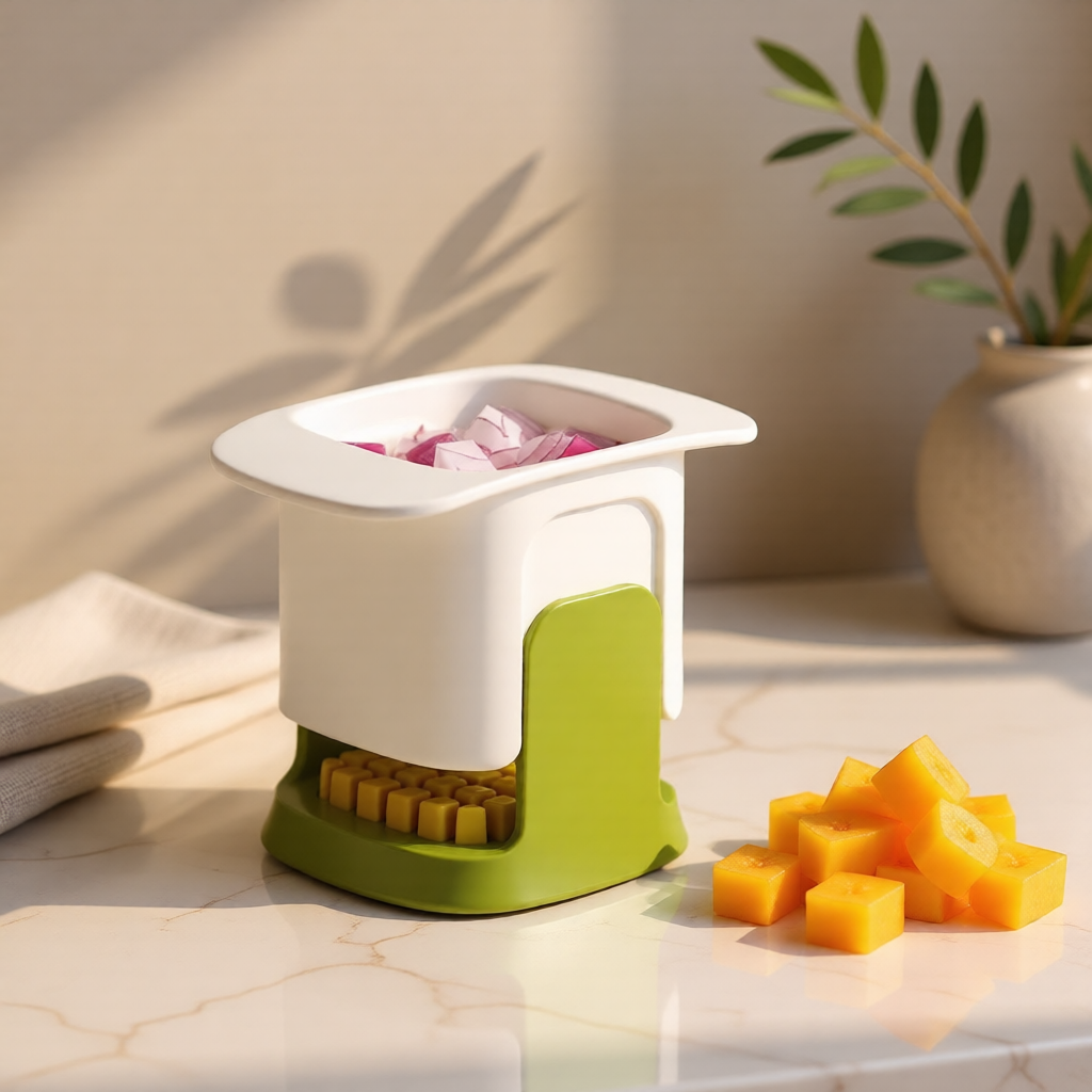 KH-AI Cup Fruit & Vegetable Slicer – Quick Strawberry, Banana & Egg Chopper Cup, Green - 0