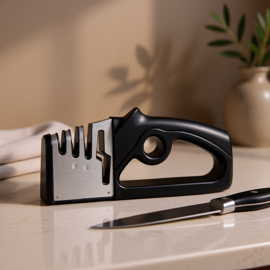 KH-AI 4-in-1 Knife Sharpener with Diamond, Ceramic & Scissor Slots – Non-Slip Manual Sharpener - 1