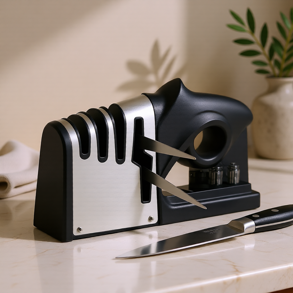 KH-AI 4-in-1 Knife Sharpener with Diamond, Ceramic & Scissor Slots – Non-Slip Manual Sharpener - 2
