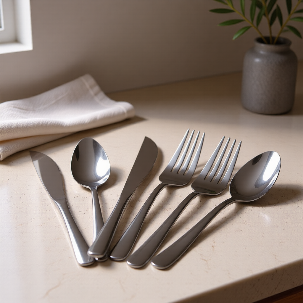 KH-AI 30-Piece Stainless Steel Cutlery Set – Service for 6, Knives, Forks & Spoons - 0