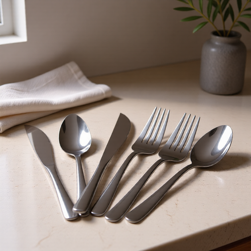 KH-AI 30-Piece Stainless Steel Cutlery Set – Service for 6, Knives, Forks & Spoons - 0