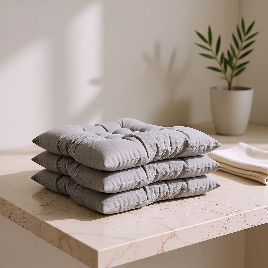 KH-AI Tie-On Dining Chair Seat Pads – 4 Pack, 38 x 38cm Padded Kitchen Chair Cushions, Grey - 1