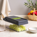 KH-AI Multi-Blade Vegetable Chopper & Slicer with 1.5L Container – Dicer, Grater & Peeler Set, Grey - 0