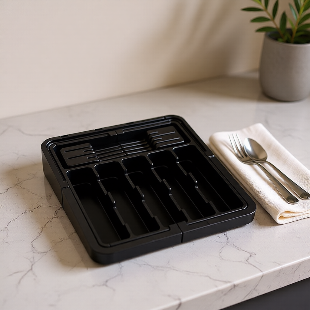 KH-AI Expandable Cutlery Drawer Organiser – 8-Compartment Adjustable Kitchen Utensil Tray - 1